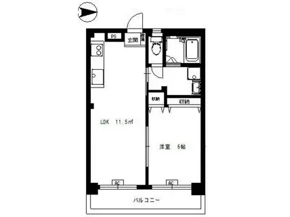 菊地第一マンション(1LDK/1階)の間取り写真