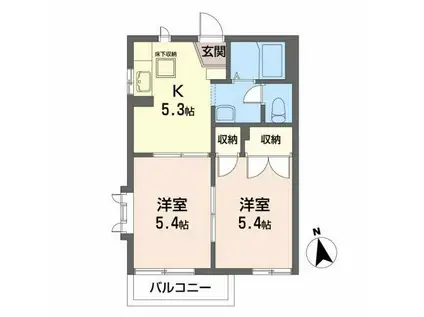 フラッツケイワ(2K/1階)の間取り写真