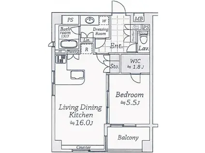 ウィズウィース渋谷神南N棟(1LDK/3階)の間取り写真