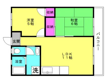 ファイブリーフ東加古川(2LDK/2階)の間取り写真