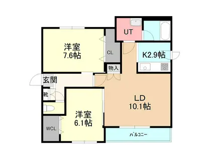 フェリオ豊平3条(2LDK/1階)の間取り写真