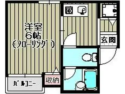 元義ハウス(1K/1階)の間取り写真