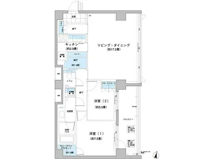 ガーデニエール砧レジデンス(2LDK/4階)の間取り写真