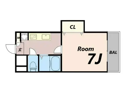 ジュネス神屋町(1K/3階)の間取り写真