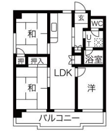 コーポ青山II(3LDK/2階)の間取り写真