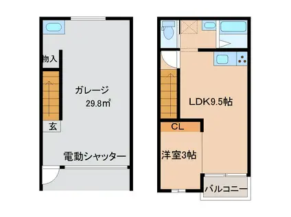 LEAF(1LDK/1階)の間取り写真
