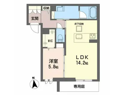 ベレオ広川(1LDK/1階)の間取り写真
