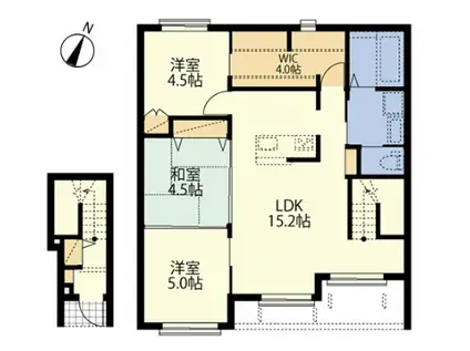 BORIKIつきみ野 北棟(3LDK/2階)の間取り写真