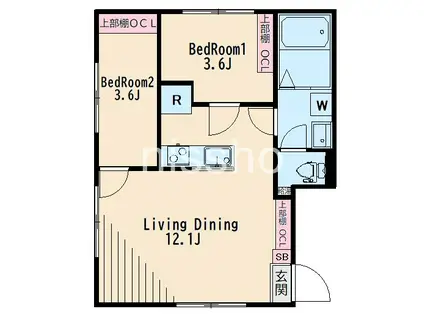 GRANDE西新宿(2LDK/3階)の間取り写真