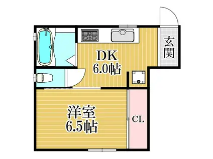長谷川文化(1DK/2階)の間取り写真