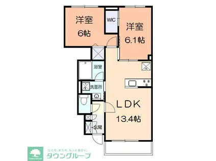 グランメゾン達上ヶ丘(2LDK/1階)の間取り写真