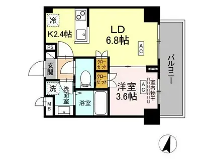 ロイジェント西新井(1LDK/5階)の間取り写真
