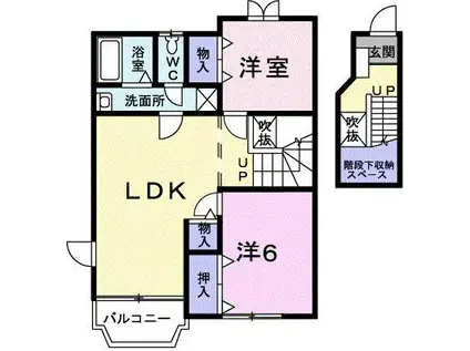 エクセレントシティI(2LDK/2階)の間取り写真