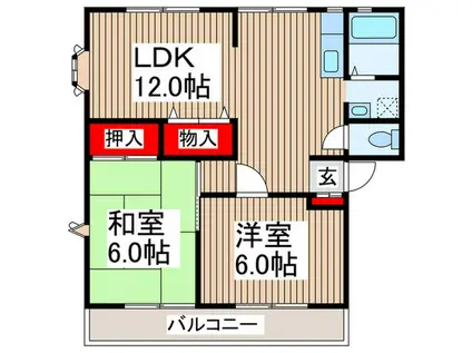 サンガーデン仲(2LDK/2階)の間取り写真