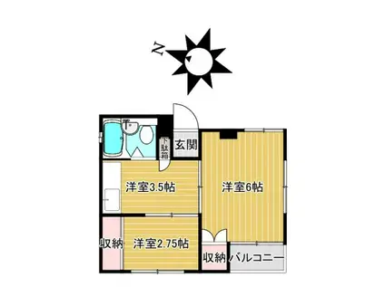 白峰ハイツ(2K/3階)の間取り写真