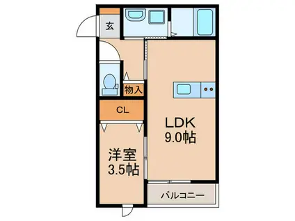 CHERRYBLOSSOM川原町(1LDK/2階)の間取り写真