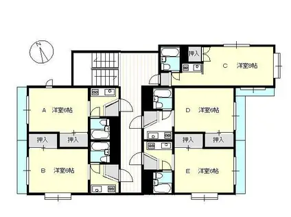 岐南ハイツ(ワンルーム/3階)の間取り写真