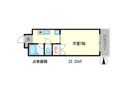 サンライズ木野(1K/3階)の間取り写真