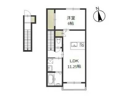 カーサ リヒト(1LDK/2階)の間取り写真
