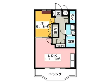 リヴィエールII(1LDK/1階)の間取り写真