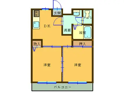 第2さくらレジデンスB棟(2DK/2階)の間取り写真