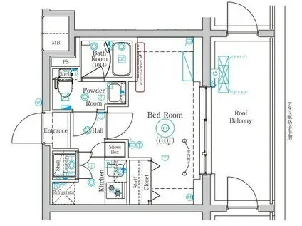 MIND 武蔵中原(1K/5階)の間取り写真