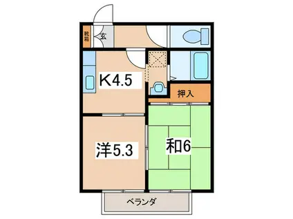 ボナールヤナセ(2K/2階)の間取り写真