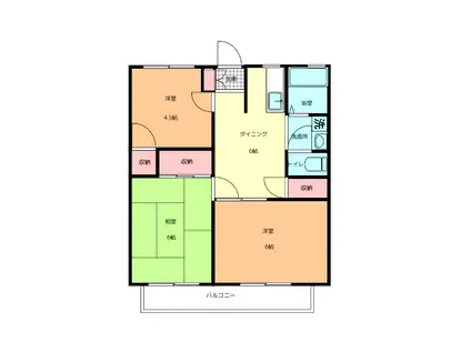 パナハイツ三浦(3DK/2階)の間取り写真