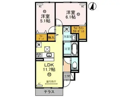 GREEN FOREST(2LDK/1階)の間取り写真