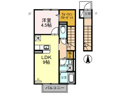 クレストハウス(1LDK/2階)の間取り写真