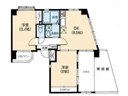 エーデルブルーメ伊興(2DK/1階)の間取り写真