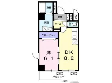 ディオネ・ジェータ長堂(1DK/7階)の間取り写真