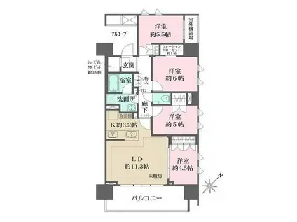 ザ・パークハウス船堀(4LDK/7階)の間取り写真