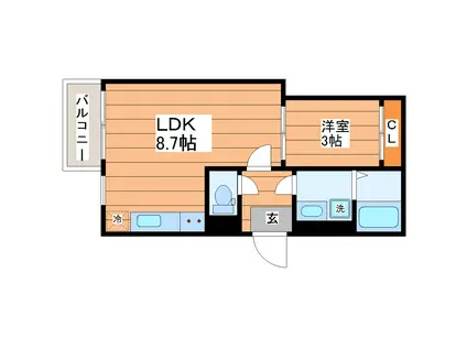 REGALEST光(1LDK/3階)の間取り写真