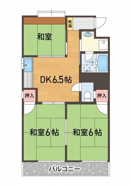 塔原サンハイツ(3DK/3階)の間取り写真