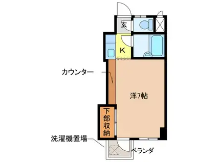 アカディームI(1K/3階)の間取り写真
