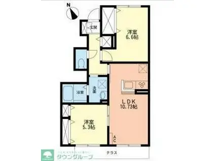 アリビオ湘南(2LDK/1階)の間取り写真