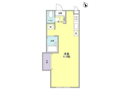 ハイム京(ワンルーム/1階)の間取り写真