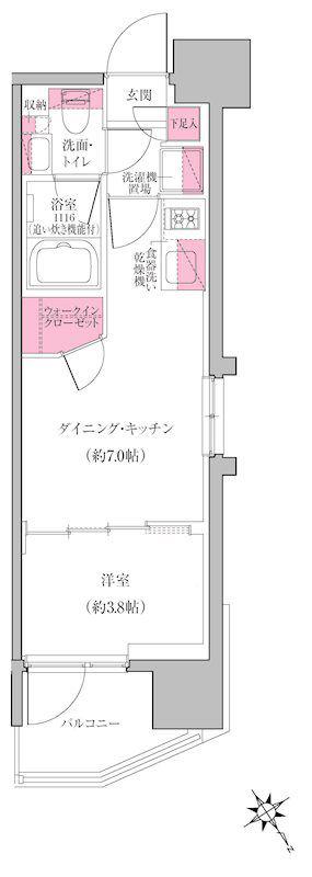 レジディア門前仲町プレイス(1DK/5階)の間取り写真