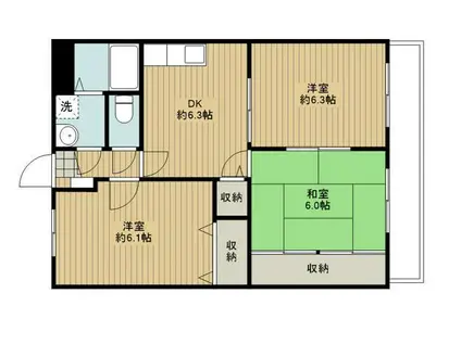 アムール・アドニス(3DK/1階)の間取り写真