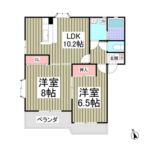 ハイツアネモーネ(2LDK/1階)の間取り写真