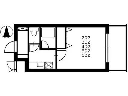 クラウディア(1K/4階)の間取り写真