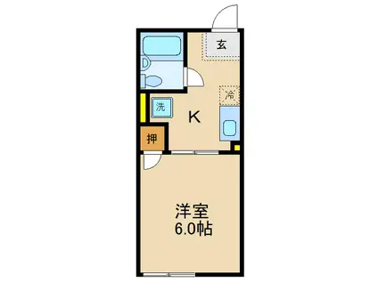 シティハイム 音羽(1K/1階)の間取り写真