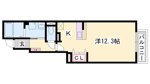 アルモニ―NAO(1K/1階)の間取り写真