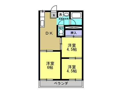タウン66C棟(3DK/1階)の間取り写真