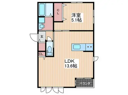 セントラル古江NO2(1LDK/2階)の間取り写真