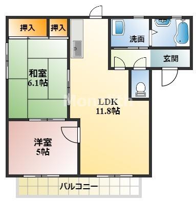 シャーメゾン ヤークレイ(2LDK/2階)の間取り写真