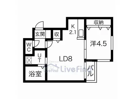 WYNN学園前(1LDK/1階)の間取り写真
