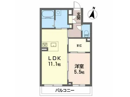 アトリエール和泉南(1LDK/2階)の間取り写真