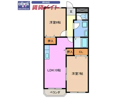 ロビンス(2LDK/1階)の間取り写真